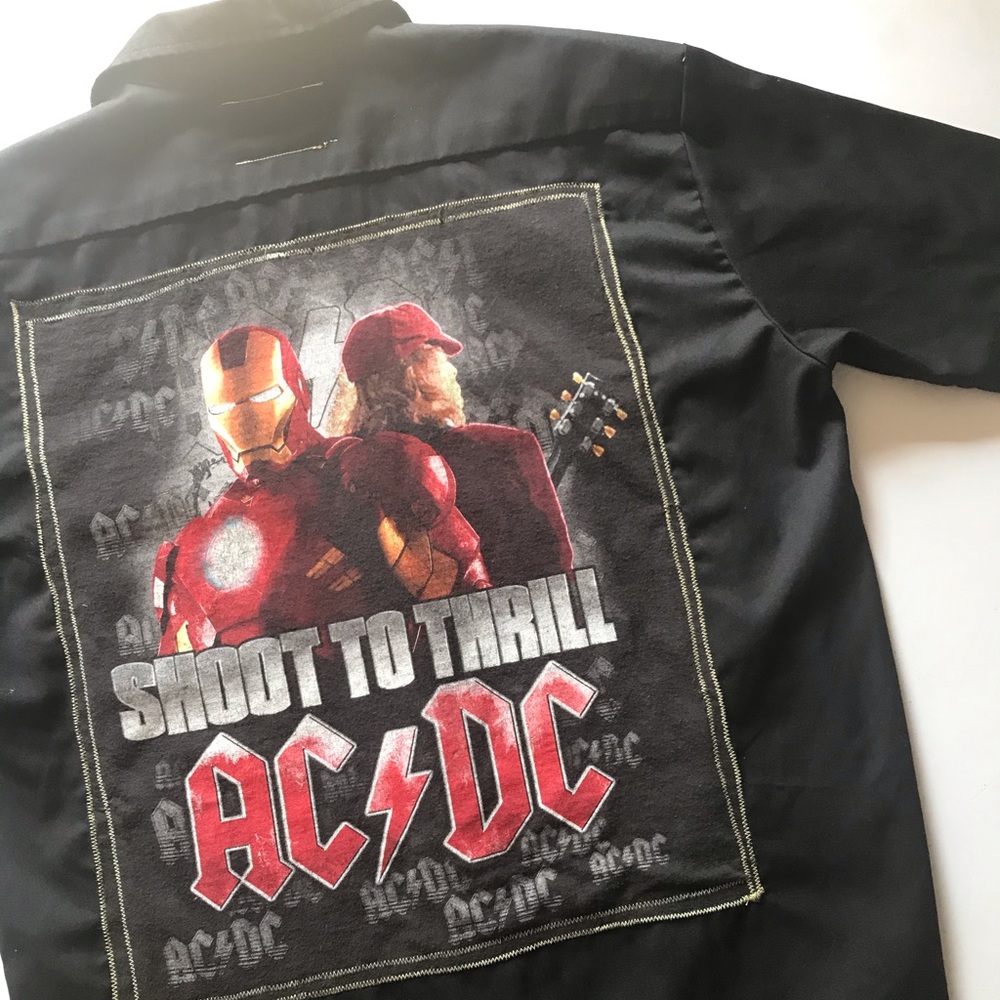 Dickies black acdc and iron man shirt
